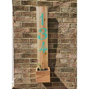 Custom Wooden Address Planter Box  | Rustic Welcome Door Hanger
